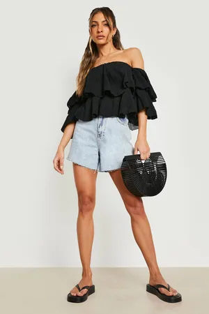 Boohoo Crinkle Strappy Flounce Top