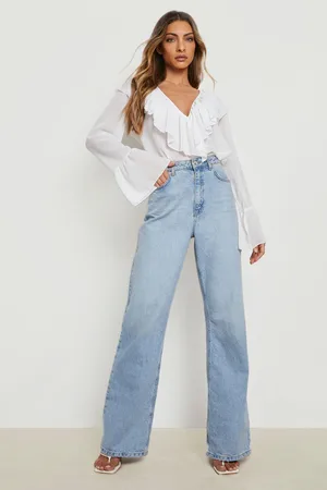 Boohoo Frill Front V Neck Blouse