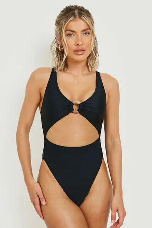 Boohoo Wooden O-ring Cut Out Swimsuit