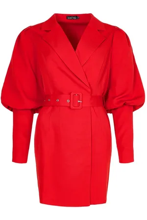 Boohoo Woven Puff Sleeve Blazer Dress