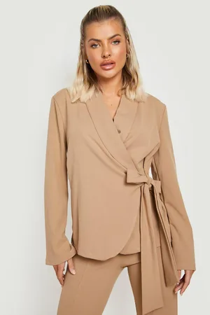 Boohoo Jersey Crepe Tie Side Tailored Blazer