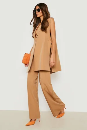 Boohoo Pintuck Wide Leg Relaxed Fit Tailored Trouser