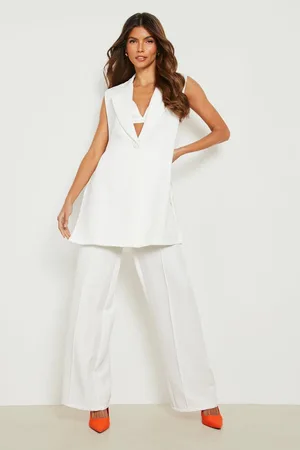 Boohoo Pintuck Wide Leg Relaxed Fit Tailored Trouser