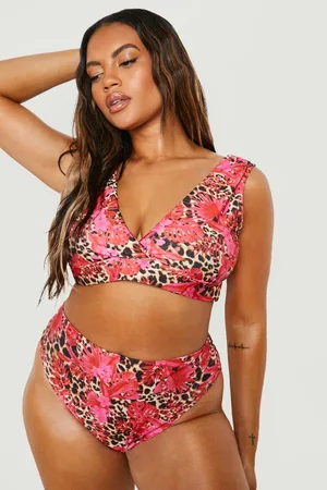 Boohoo Plus Tropical Leopard High Waist Bikini Brief