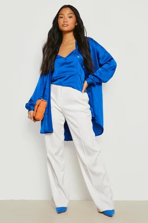 Boohoo Petite Satin Shirt And Bralet Set