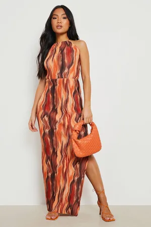 Boohoo Petite Printed Plisse Maxi Dress
