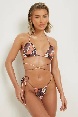 Boohoo Floral Tie Side Bikini Brief