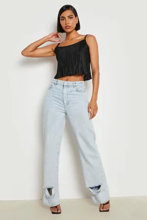 Boohoo Plisse Strappy Crop Cami