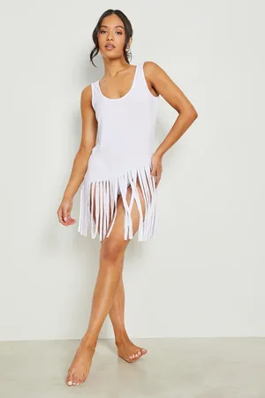 Boohoo Petite Strappy Tassel Beach Dress
