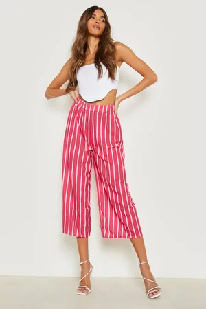Boohoo High Waisted Pinstripe Culotte Trousers