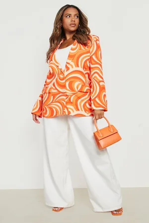 Boohoo Plus Abstract Print Oversized Blazer