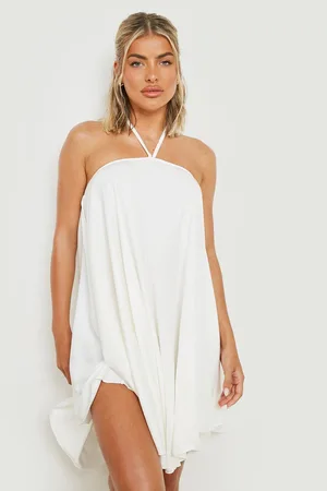 Boohoo Cotton Poplin Halterneck Beach Dress