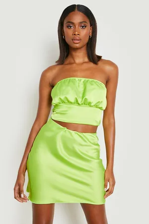 Boohoo Bandeau Tie Back Crop Top