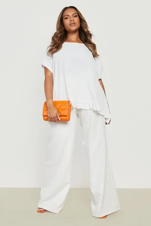 Boohoo Plus Woven Textured Frill Oversized Blouse