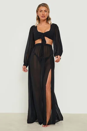 Boohoo Tie Top & Maxi Split Skirt Beach Co-ord
