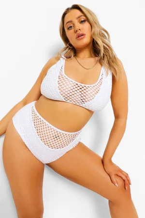 Boohoo Plus Mesh Panel High Waisted Bikini