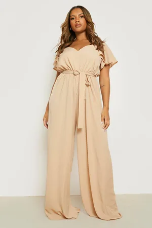 Boohoo Plus Occasion Angel Sleeve Belted Jumpsuit