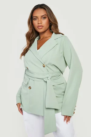 Boohoo Plus Obi Tie Waist Blazer