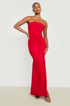 Boohoo Tall Side Split Bandeau Maxi Dress