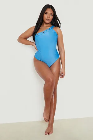 Boohoo Plus Asymmetric Metal Trim Swimsuit