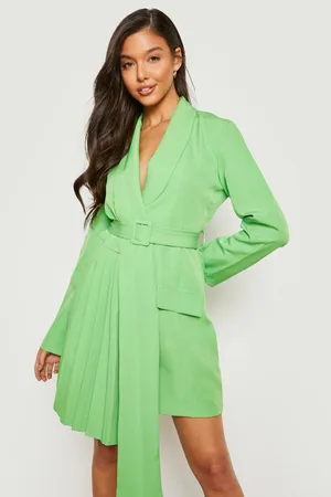 Boohoo Pleated Wrap Blazer Dress