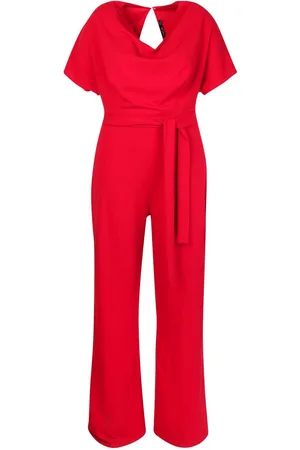 Boohoo Plus Cowl Neck Belted Wide Leg Jumpsuit