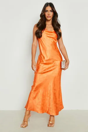 Boohoo Jacquard Satin Cowl Neck Maxi Dress