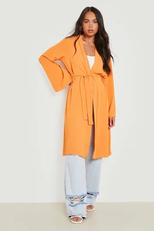 Boohoo Petite Hammered Satin Belted Kimono