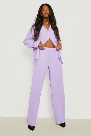 Boohoo Plisse Floor Sweeping Wide Leg Trouser