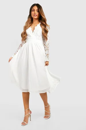 Boohoo Lace Open Back Midi Skater Dress