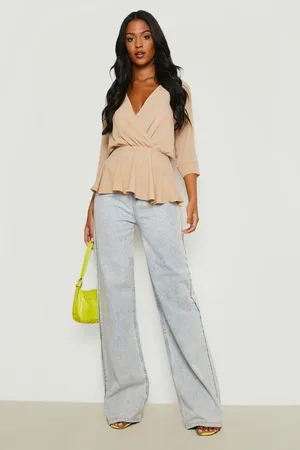 Boohoo Tall Wrap Peplum Blouse