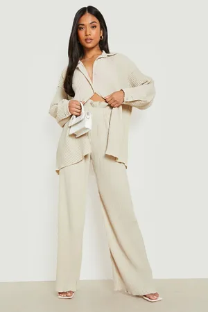 Boohoo Petite Paperbag Waist Plisse Trouser