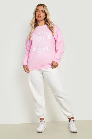Boohoo Plus Athletics Slogan Oversized Printed Sweatshirt