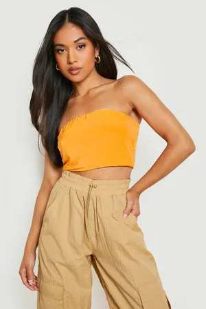 Boohoo Petite Double Layer Slinky Bandeau Tube Top