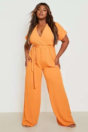 Boohoo Plus Woven Belted Wide Leg Jumpsuit