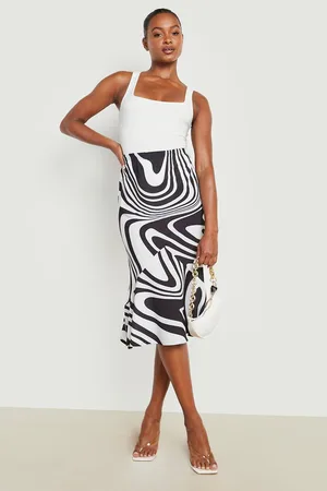 Boohoo Tall Woven Swirl Print Midi Skirt