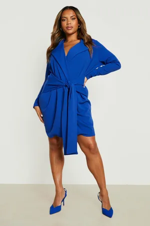 Boohoo Plus Sash Belted Blazer Dress