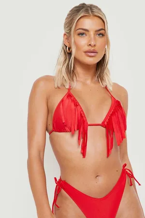 Boohoo Fringe Triangle Bikini Top