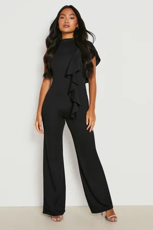 Boohoo Petite Ruffle Cape Sleeve Jumpsuit