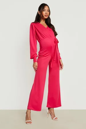 Boohoo Maternity Wrap Wide Leg Jumpsuit