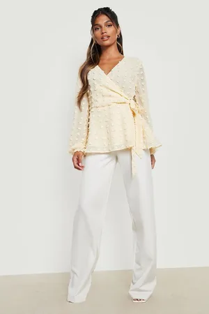 Boohoo Wrap Dobby Mesh Blouse