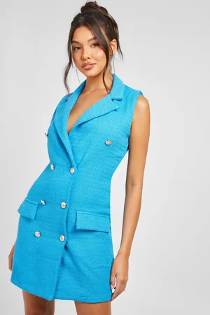 Boohoo Double Breasted Boucle Blazer Dress