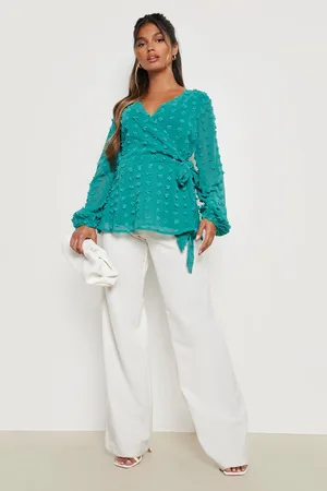 Boohoo Wrap Dobby Mesh Blouse