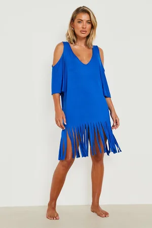 Boohoo Cold Shoulder Cut Out Tassel Beach Dress