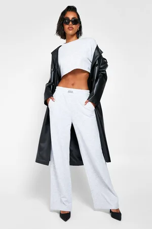 Boohoo Label Detail Cropped Sweater Tracksuit