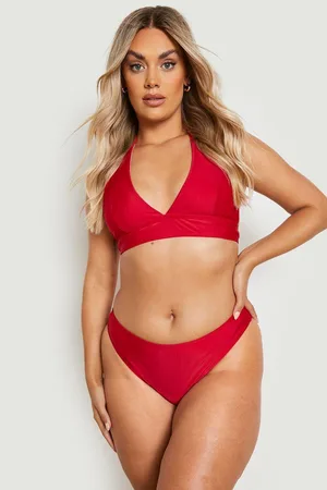 Boohoo Plus Essentials Halter Neck Tie Bikini Top