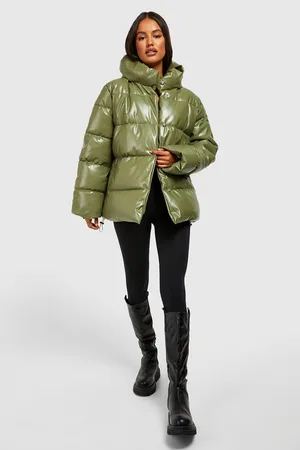 Boohoo Oversized Faux Leather Puffer Jacket