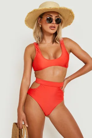 Boohoo Plunge Cross Front Tie Bikini Top