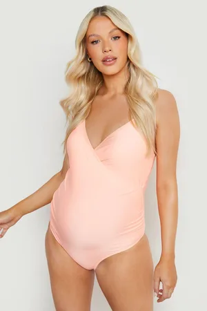 Boohoo Maternity Bump Control Wrap Over Swimsuit