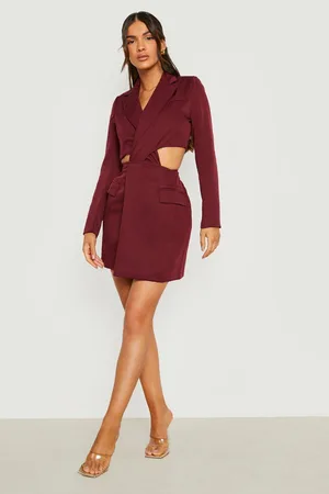 Boohoo Twist Cut Out Pocket Detail Blazer Dress